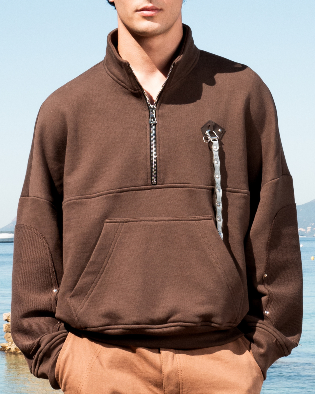 HALF ZIP UTILITY SWEATER